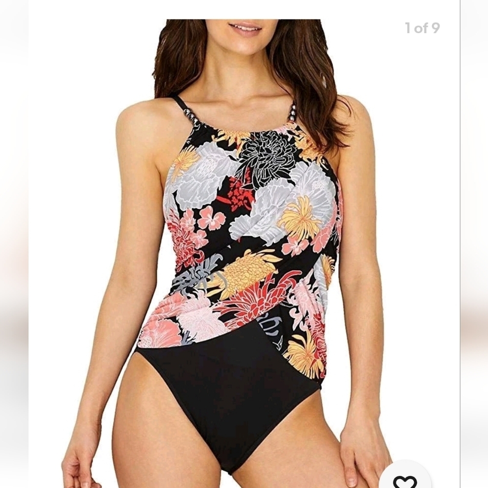 Magicsuit Women's Floral One Pieces Travel Vacation Beach Swimsuit Size Small.